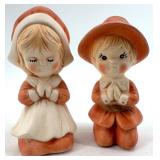 Green Ceramic Pig Toothpick Holder with Wooden Stand & Assorted Porcelain Figurines