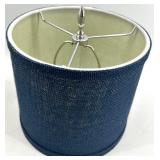 Lamp Shade Set of 3 - Silver Metallic Fabric & Navy Drum Shades
