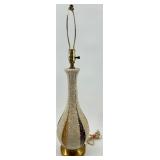 Teardrop Mid Century Table Lamps - Speckled Glaze Pair with Brass Harp Frames & Sockets