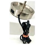 Table Lamps - Set of 3 Vintage White & Burlap Shade Lamps, Burgundy Damask Shade