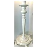 Table Lamps - Set of 3 Vintage White & Burlap Shade Lamps, Burgundy Damask Shade