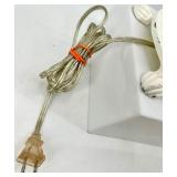 Table Lamps - Set of 3 Vintage White & Burlap Shade Lamps, Burgundy Damask Shade