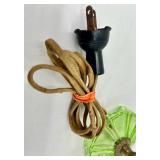 Frog Motif Lamp Set - Uranium Green Glass Base & Beaded Shades (Lot of 3)