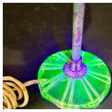 Frog Motif Lamp Set - Uranium Green Glass Base & Beaded Shades (Lot of 3)