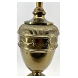 Vintage Lamps - Ornate Dark Floor Lamp, Brass Table Lamp & Camouflage Shade Table Lamp (Lot of 3)