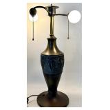 Dual-Head Table Lamp & Piano Lamp - Vintage Bronze Finish, 22 in Tall