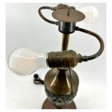 Dual-Head Table Lamp & Piano Lamp - Vintage Bronze Finish, 22 in Tall