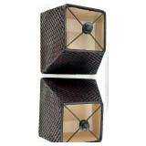 Lampshades Set - Burgundy Fabric Shades 8.5 in Tall (2) & Black Pierced Metal Shades (2)