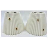 Assorted Lamp Shades - Dragonfly Floral Print, Plaid Blue & Yellow, Ivory Pleated Embroidered