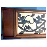 Lighted Wood Frame Wall Panel - Ornate Metal Filigree Leaf Motif Backlit