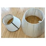 White Pleated Lampshades - Cylindrical & Bell-Shaped (Lot of 2)