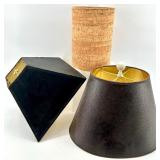Lamp Shades - Cork Cylinder, Black Cone Shade & Black Square Shade (Lot of 3)