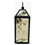 Lantern Lamp Marble Panels & Black Metal Frame - Plug-In Power Cord