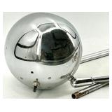 Chrome Sphere Lamp - Yellow Interior Shade - Vintage Mid-Century