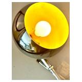 Chrome Sphere Lamp - Yellow Interior Shade - Vintage Mid-Century