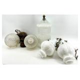 Milk Glass Pendant Lights & Clear Glass Pendant Lights (Lot of 5)