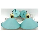 Turquoise Wall Lamps Pair with Brass Socket & Clear Cord