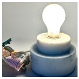 Tall White Ribbed Pendant Light, Mosaic Lamp, Marble Base, Copper Base & White Nightlight (Lot of 5)