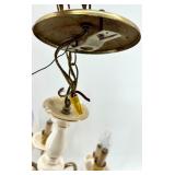 Brass 10-Light Chandelier - White Ceramic Center Column & Candle-Style Bulbs