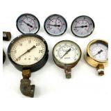 Assorted Industrial Gauges & Instrumentation Set - Vacuum & Pressure Gauges (Brass/Steel)