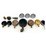 Assorted Industrial Gauges & Instrumentation Set - Vacuum & Pressure Gauges (Brass/Steel)