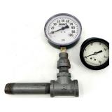 Ashcroft Dual-Gauge Pressure Gauge Assembly 0-100 psi & 0-30 psi on T-Fitting
