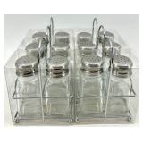 6- Salt & Pepper Shaker Sets with Holder - Clear Glass & Chrome Caps- #3