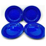 Blue Speckled Enamelware Dinnerware Set with Salt & Pepper Shakers & Condiment Bottles