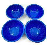 Blue Speckled Enamelware Dinnerware Set with Salt & Pepper Shakers & Condiment Bottles