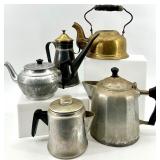 Aluminium Works Stratford-on-Avon England Teapots & Kettles S-1345 (Lot of 5)