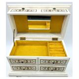 Vintage Jewelry Cabinet Set - 3-Piece Wood with Mirror & Glass Door