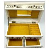 Vintage Jewelry Cabinet Set - 3-Piece Wood with Mirror & Glass Door