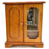Vintage Jewelry Cabinet Set - 3-Piece Wood with Mirror & Glass Door