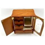 Vintage Jewelry Cabinet Set - 3-Piece Wood with Mirror & Glass Door