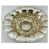 Vintage Compote Bowl Garnet Goofus Glass Grapes Pattern & Green Rim Plate