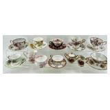 Teacups & Saucers - Floral Fine China with Gold Trim - Royal Albert, Winterling, Relco
