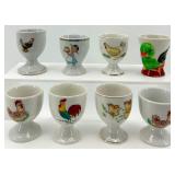 Vintage Ceramic Egg Cups - Chicken Motifs - 8-Cup Set