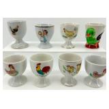 Vintage Ceramic Egg Cups - Chicken Motifs - 8-Cup Set