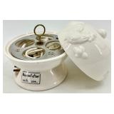 Taylor England Vintage Ceramic Electric Egg Cooker & 3 Ceramic Egg Coddlers with screw tops