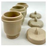 Taylor England Vintage Ceramic Electric Egg Cooker & 3 Ceramic Egg Coddlers with screw tops