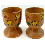 Egg Cups - Mixed Wood & Metal (Lot of 9) including Ice Cream Mold