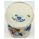 Egg Cups - 8-Piece Mixed Blue Stripes & Floral Patterns (Takahashi San Francisco & Made in England)