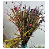 Artificial Purple Hydrangea Floral Arrangement - Dried Grass & Berry Accents Centerpiece