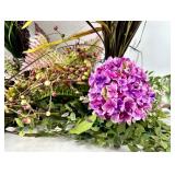 Artificial Purple Hydrangea Floral Arrangement - Dried Grass & Berry Accents Centerpiece