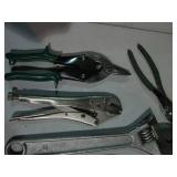 Large crescent wrench, vise grips, ...