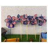 Mixed Lot - Patriotic Pin Wheels, Wood Boxes & Stools