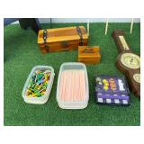 Mixed Lot - Patriotic Pin Wheels, Wood Boxes & Stools