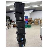 6 Black Totes with Lids