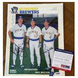 Robin Yount and Paul Molitor Signed w/ PSADNA COA Milwaukee Brewers 1989 Official Program