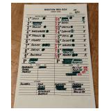 Minnesota Twins vs. Boston Red Sox August 21 , 1998 Lineup Card